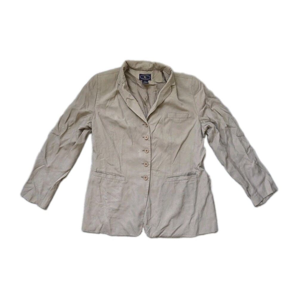 Chelsea Campbell 100% Silk Blazer Jacket Beige 5 Button Lined Career Womens 12